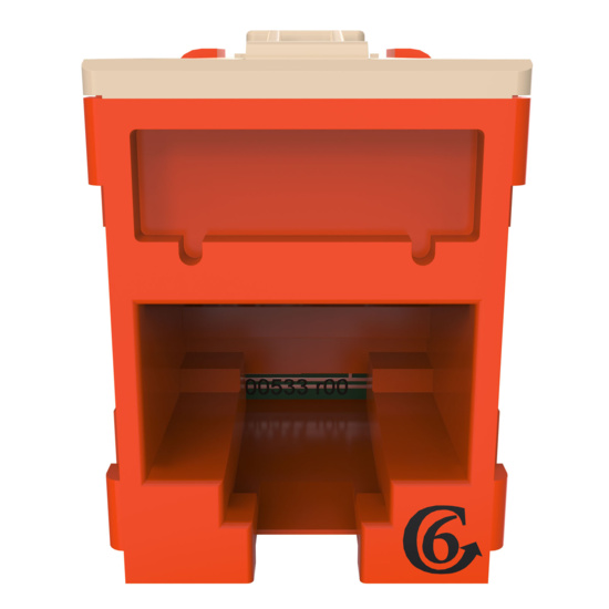 HDJSN6-43 Orange Cat6 SNAP Jack Straight Front Angle Down View