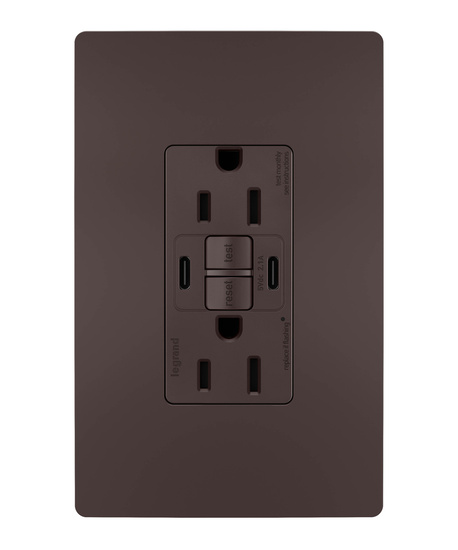 radiant Collection GFCI USB Type C/C Outlet in Dark Bronze