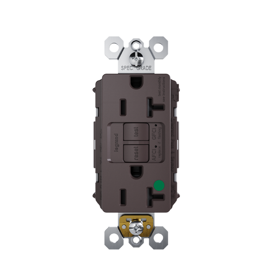 radiant® Tamper-Resistant Hospital Grade Dual Function 20A Duplex Self-Test AFCI/GFCI receptacle, Brown