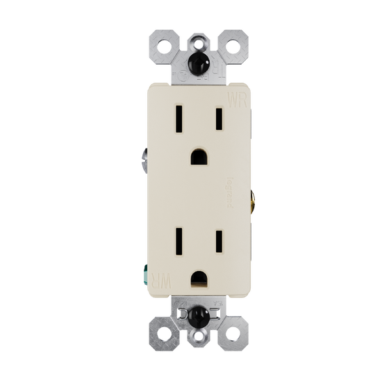 external pressure plated receptacle in ivory with wall plate