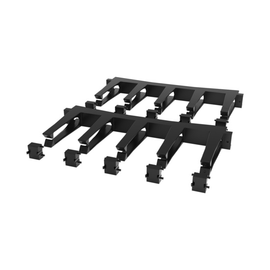 Disassembled Angled Front Left - Mighty Mo Tool-Less Snap-In Horizontal Cable Manager - 1 RU, 19 in Wide, Black - 2 Pack (SHMT1RU2-B)