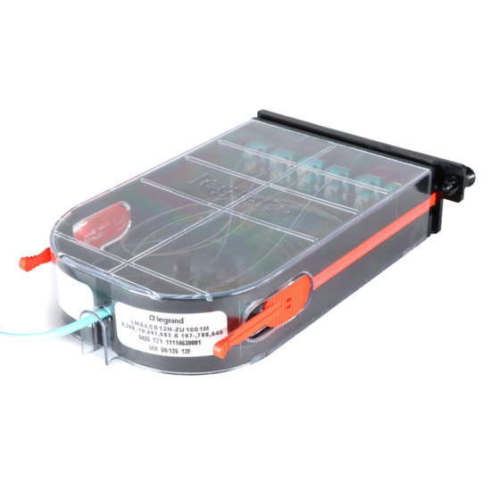 LM4 Cassette, 12 Fiber, LC Duplex (6), Multi-Mode (OM4) to 1 Meter Pigtail back