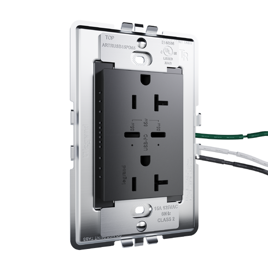 angle view from left of adorne 65w usb in graphite