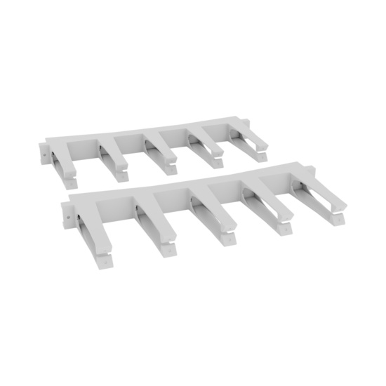 Assembled Angled Front Right -Mighty Mo Tool-Less Snap-In Horizontal Cable Manager - 1 RU, 19 in Wide, White - 2 Pack (SHMT1RU2-W)
