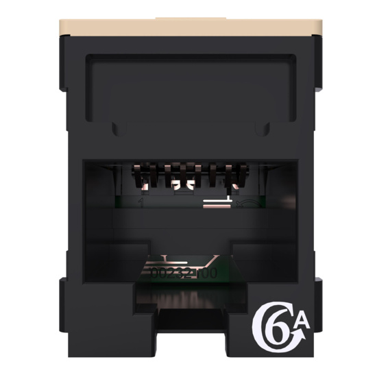 HDJSN6A-00 Black Cat6A SNAP Jack Straight Front View