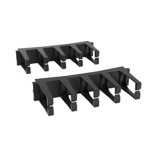 Assembled Angled Front Right -Mighty Mo Tool-Less Snap-In Horizontal Cable Manager - 2 RU, 19 in Wide, Black - 2 Pack (SHMT2RU2-B)