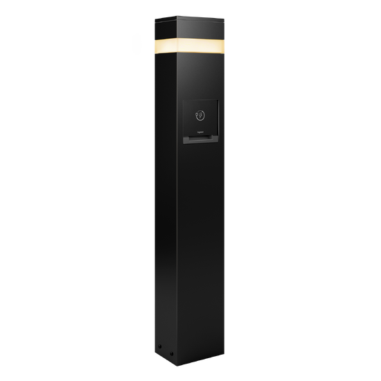 Charging Station with 3000K Area Light - Black - Angled View
