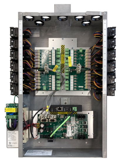 inside of LMCP panel w/24-relay max capa city